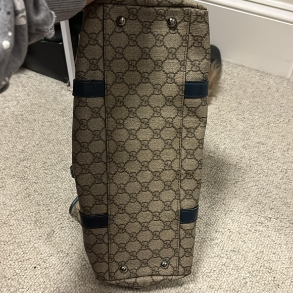 Gucci GG Canvas Tote Bag Beige and Navy - Picture 6 of 8